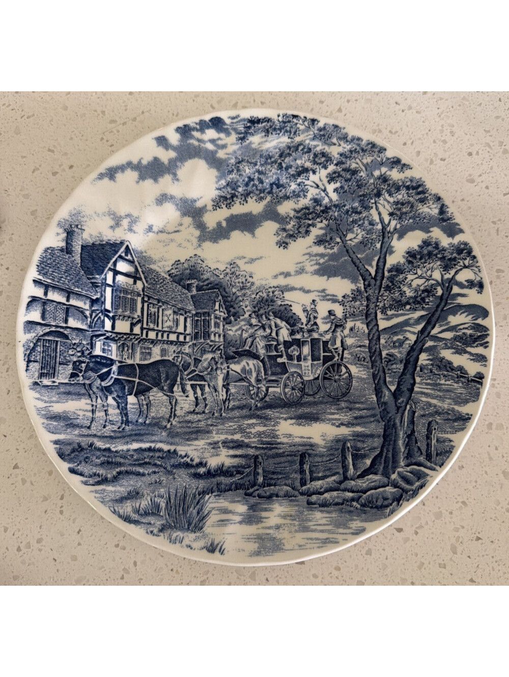 Wessex Collection 10" Blue Horse & Carriage Decorative Plate Wall Plate